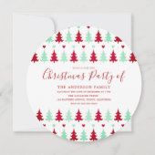 Cirkel met kerstfeest rond groen en rood boompatro kaart (Voorkant)