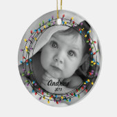 Cirkel met kerstversiering met lichtfoto's keramisch ornament (Links)