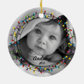 Cirkel met kerstversiering met lichtfoto's keramisch ornament (Achterkant)