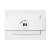 Cirkel met namen en monogram zwart wit bruiloft uitnodigingen wikkel (Voorkant Voorbeeld)