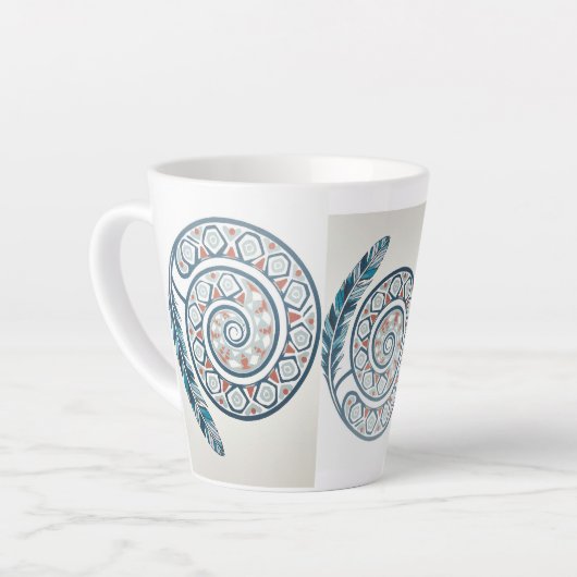 cirkel met veer latte mok (Linkerhoek)