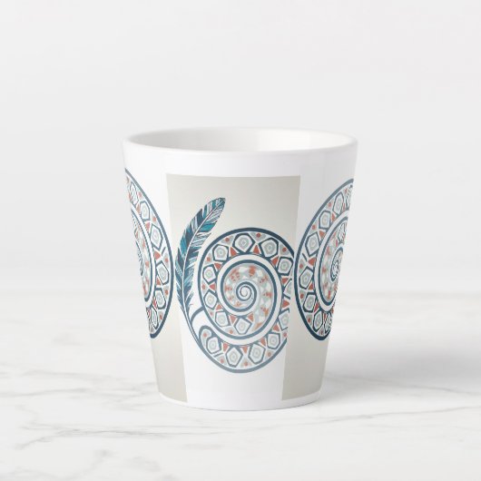 cirkel met veer latte mok (Voorkant)