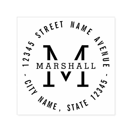 Cirkel Monogram Gepersonaliseerde Rubberzegel Zelfinktende Stempel (Design)