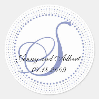 Cirkel Monogram Sticker in Periwinkle - S