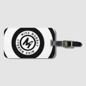 cirkel monogram zwart wit bagagelabel (Voorkant (horizontaal))