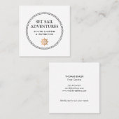 Cirkel Nautical Rope Gold Ship Wheel Vierkante Visitekaartje (Voorkant / Achterkant)