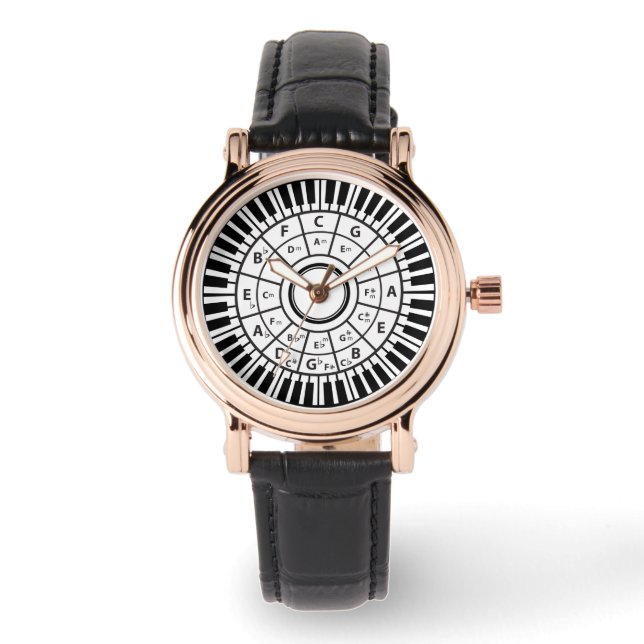 Cirkel Pianosleutels cirkel van vijf Horloge (Voorkant)
