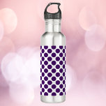 Cirkel Polka Dot Patroon Paarse Waterfles<br><div class="desc">Hou je van paarse? Deze waterfles heeft een leuk dessin van paarse polka dots!</div>