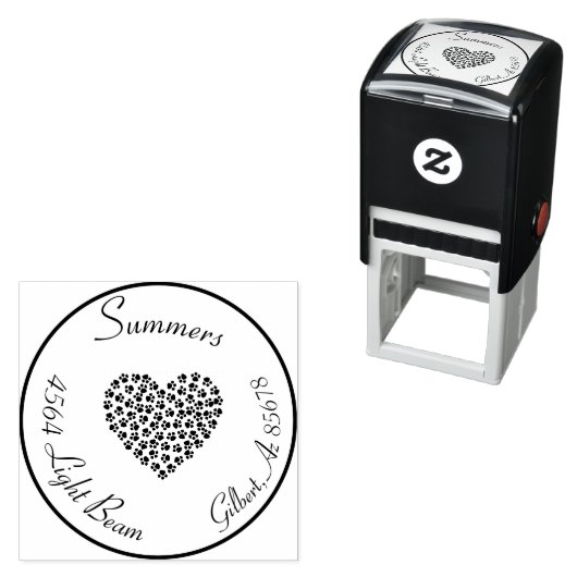 Cirkel retouradres Hond Kat Poot Hart Zelfinktende Stempel (In situ)