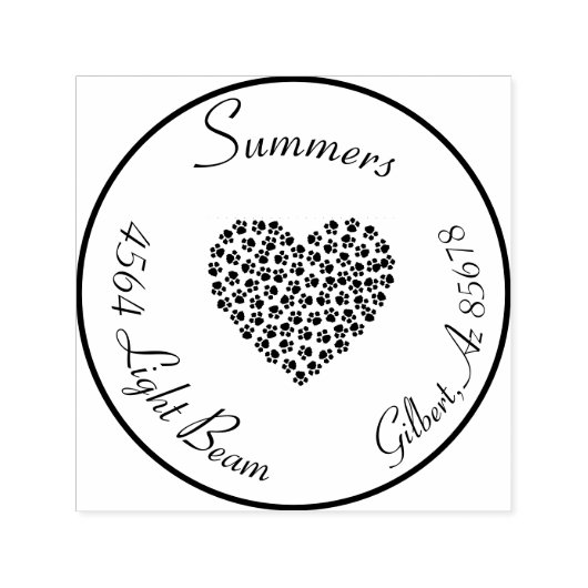 Cirkel retouradres Hond Kat Poot Hart Zelfinktende Stempel (Design)