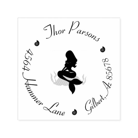 Cirkel retouradres Zeemeermin Liefhebber Custom Un Zelfinktende Stempel (Design)