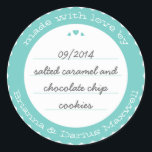Cirkel rond cadeaulabel sticker Blauwgroen<br><div class="desc">De perfecte finishing touch voor een zelfgemaakt geschenk uit de keuken dit aqua en wit label is een heerlijk chic ontwerp dat er geweldig uit zou zien op een pot, om een doosdeksel te sluiten en een geschenkzak te bevestigen. Vergeet niet te personaliseren met jouw naam en persoonlijke boodschap. Voer...</div>
