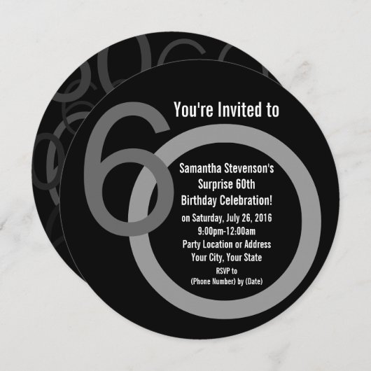 Cirkel Ronde Nummers 60e Verjaardagsfeestuitnodigi Kaart (Voorkant / Achterkant)