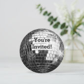 Cirkel ronde Silver Disco Ball Cool Birthday Party Kaart (Staand voorkant)