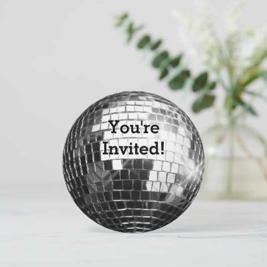 Cirkel ronde Silver Disco Ball Cool Birthday Party Kaart (Staand voorkant)