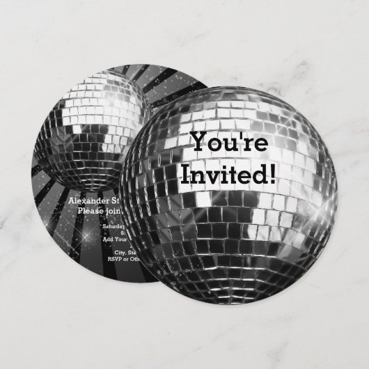 Cirkel ronde Silver Disco Ball Cool Birthday Party Kaart (Voorkant / Achterkant)