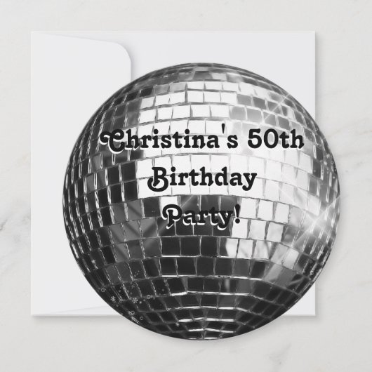 Cirkel Ronde Zilveren Disco Bal 50e Verjaardagsfee Kaart (Voorkant)