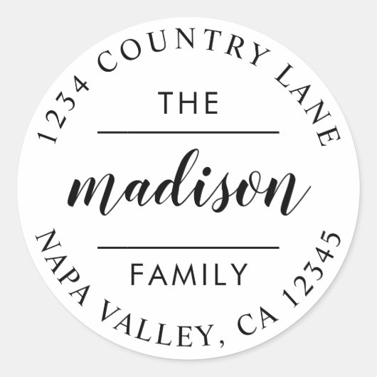 Cirkel Schrift | Maak Je Eigen Retouradres Ronde Sticker (Voorkant)