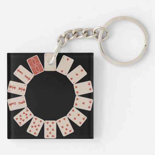 Cirkel speelkaarten sleutelhanger (Achterkant)