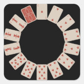 Cirkel speelkaarten vierkante sticker (Voorkant)