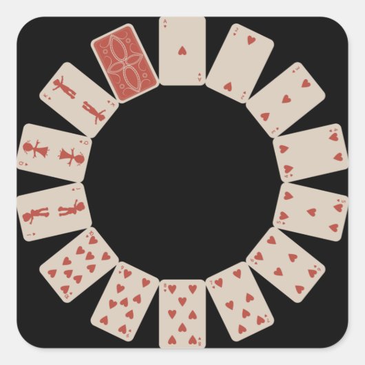 Cirkel speelkaarten vierkante sticker (Voorkant)