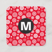 Cirkel Spot Monogram - Gear Pattern Vierkante Visitekaartje (Voorkant)