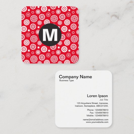 Cirkel Spot Monogram - Gear Pattern Vierkante Visitekaartje (Voorkant / Achterkant)