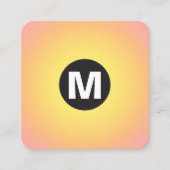 Cirkel Spot Monogram - Gradiënt - Geel tot Roze Vierkante Visitekaartje (Voorkant)