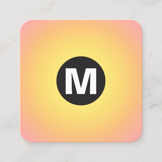 Cirkel Spot Monogram - Gradiënt - Geel tot Roze Vierkante Visitekaartje (Voorkant)