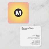Cirkel Spot Monogram - Gradiënt - Geel tot Roze Vierkante Visitekaartje (Voorkant / Achterkant)