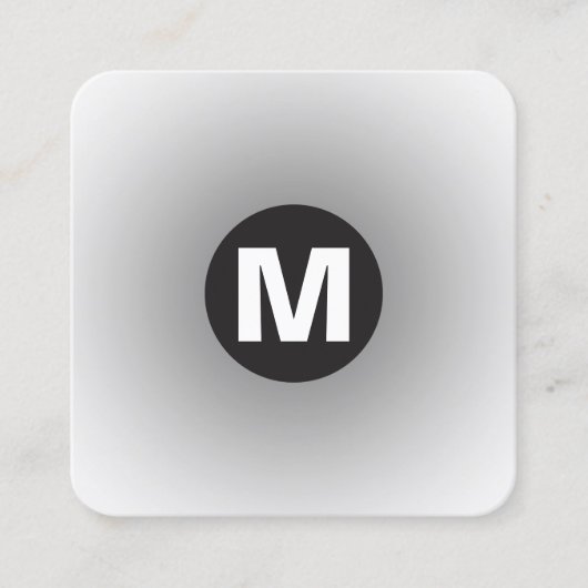 Cirkel Spot Monogram - Gradiënt - Grijs tot Wit Vierkante Visitekaartje (Voorkant)