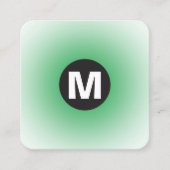 Cirkel Spot Monogram - Gradiënt - Groen gras & Wt Vierkante Visitekaartje (Voorkant)