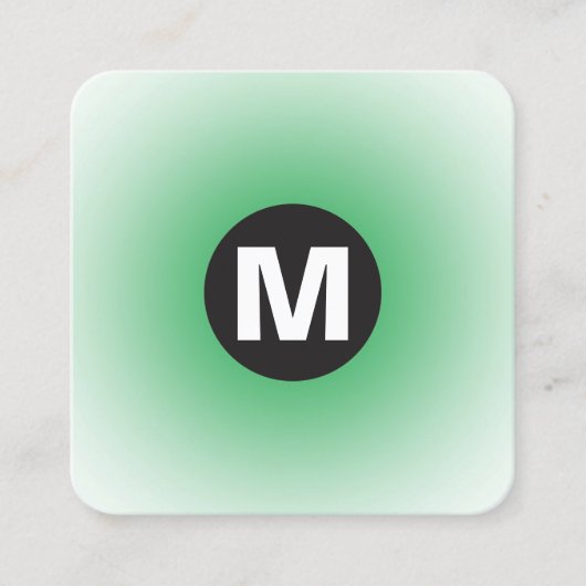 Cirkel Spot Monogram - Gradiënt - Groen gras & Wt Vierkante Visitekaartje (Voorkant)