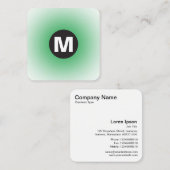 Cirkel Spot Monogram - Gradiënt - Groen gras & Wt Vierkante Visitekaartje (Voorkant / Achterkant)