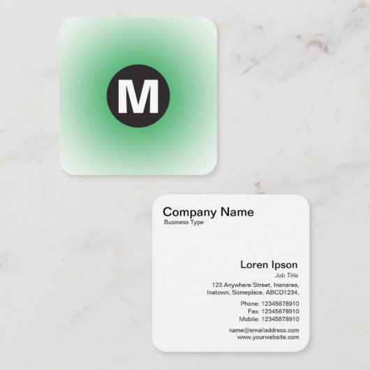 Cirkel Spot Monogram - Gradiënt - Groen gras & Wt Vierkante Visitekaartje (Voorkant / Achterkant)