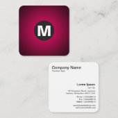 Cirkel Spot Monogram - Gradiënt - Neon Red tot Blk Vierkante Visitekaartje (Voorkant / Achterkant)