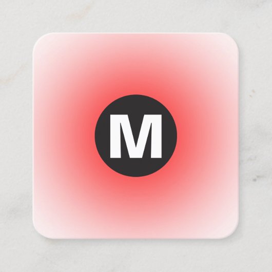 Cirkel Spot Monogram - Gradiënt - Rood op Wit Vierkante Visitekaartje (Voorkant)