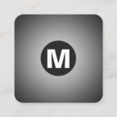 Cirkel Spot Monogram - Gradiënt - Wit tot Zwart Vierkante Visitekaartje (Voorkant)