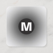 Cirkel Spot Monogram - Gradiënt - Zwart-wit Vierkante Visitekaartje (Voorkant)