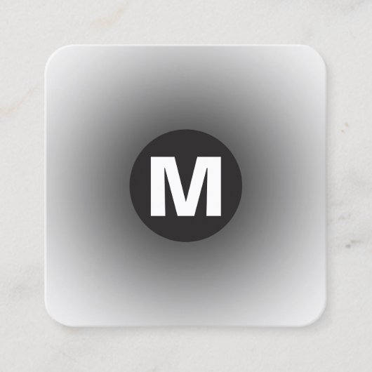 Cirkel Spot Monogram - Gradiënt - Zwart-wit Vierkante Visitekaartje (Voorkant)