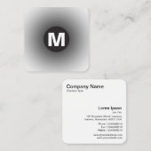 Cirkel Spot Monogram - Gradiënt - Zwart-wit Vierkante Visitekaartje (Voorkant / Achterkant)