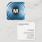 Cirkel Spot Monogram - Long Spring Blue Vierkante Visitekaartje (Voorkant / Achterkant)