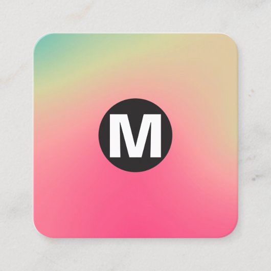 Cirkel Spot Monogram - Zachte Gradiënten Square Bu Vierkante Visitekaartje (Voorkant)