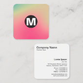 Cirkel Spot Monogram - Zachte Gradiënten Square Bu Vierkante Visitekaartje (Voorkant / Achterkant)
