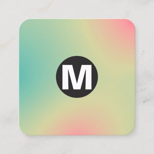 Cirkel Spot Monogram - Zachte Gradiënten Square Bu Vierkante Visitekaartje (Voorkant)