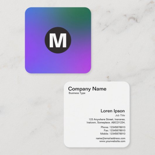 Cirkel Spot Monogram - Zachte Gradiënten Vierkante Visitekaartje (Voorkant / Achterkant)