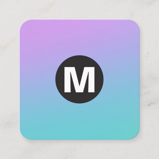 Cirkel Spot Monogram - Zachte Gradiënten Vierkante Visitekaartje (Voorkant)