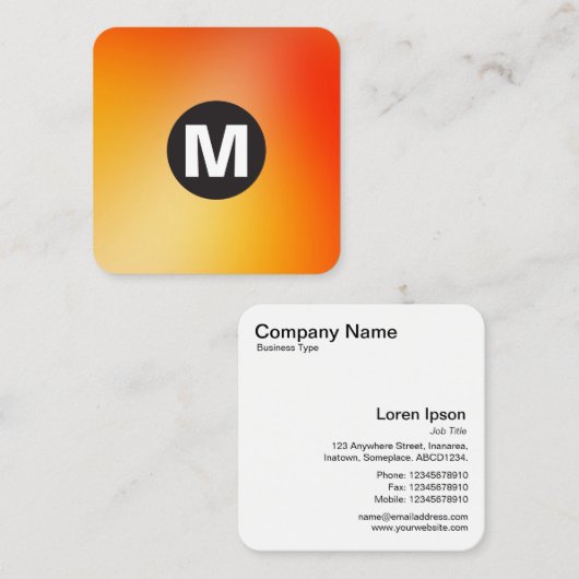 Cirkel Spot Monogram - Zachte Gradiënten Vierkante Visitekaartje (Voorkant / Achterkant)