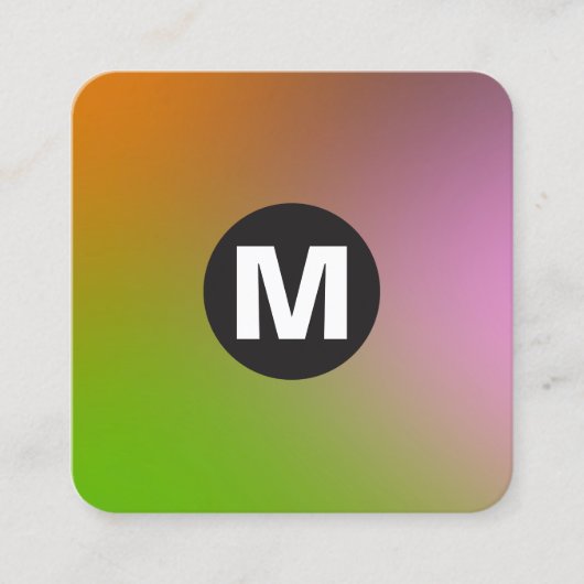 Cirkel Spot Monogram - Zachte Gradiënten Vierkante Visitekaartje (Voorkant)