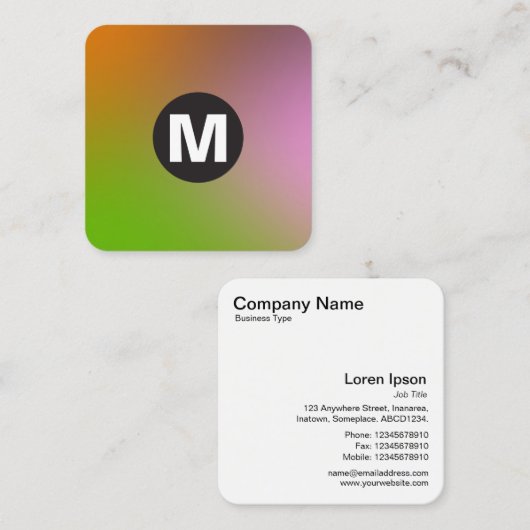 Cirkel Spot Monogram - Zachte Gradiënten Vierkante Visitekaartje (Voorkant / Achterkant)